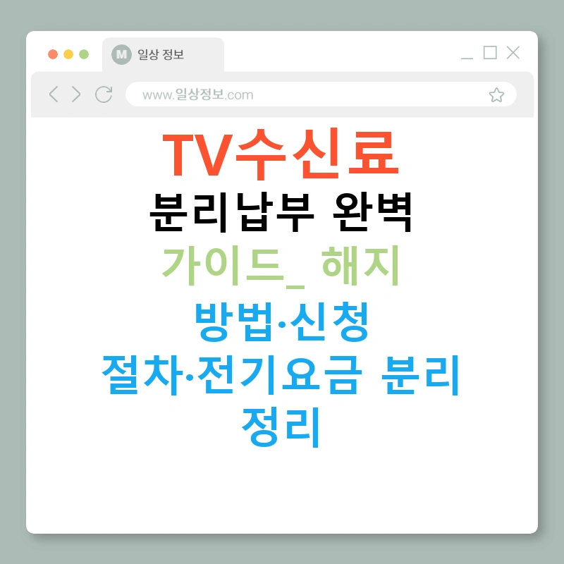 TV수신료 분리납부 완벽 가이드: 해지 방법·신청 절차·전기요금 분리 정리