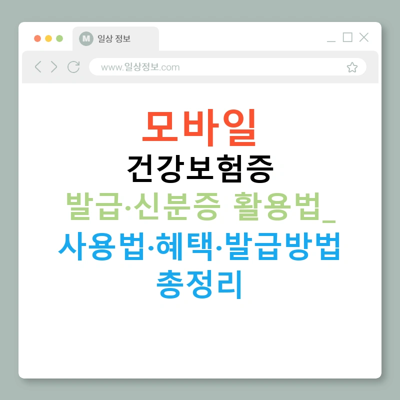 모바일 건강보험증 발급·신분증 활용법: 사용법·혜택·발급방법 총정리