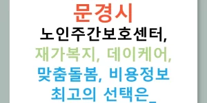 문경시 노인주간보호센터, 재가복지, 데이케어, 맞춤돌봄, 비용정보 최고의 선택은?