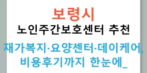 보령시 노인주간보호센터 추천 — 재가복지·요양센터·데이케어, 비용후기까지 한눈에!