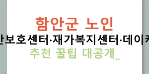 함안군 노인 주간보호센터·재가복지센터·데이케어 추천 꿀팁 대공개!