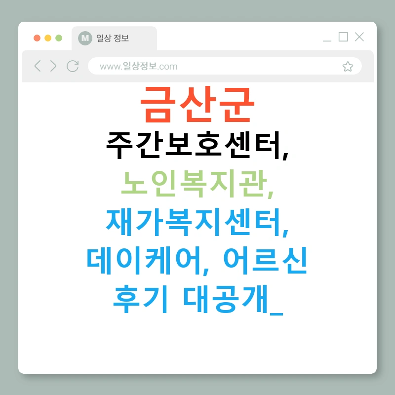 금산군 주간보호센터, 노인복지관, 재가복지센터, 데이케어, 어르신 후기 대공개!