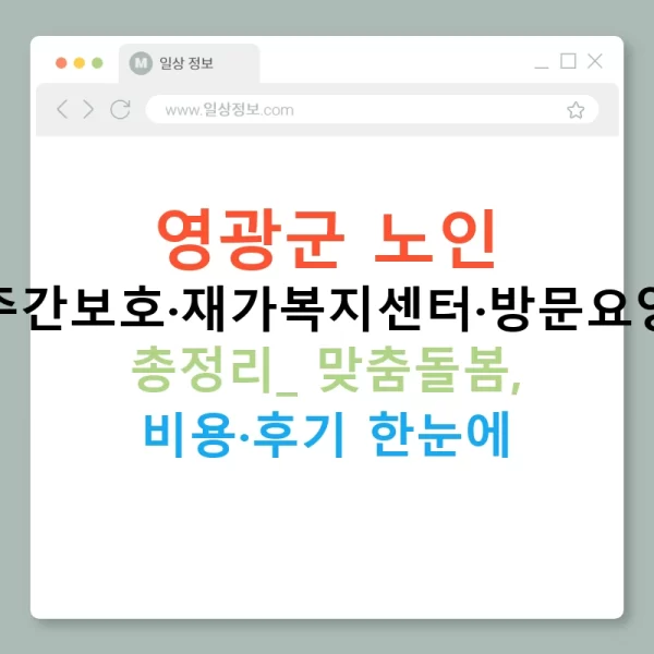 영광군 노인 주간보호·재가복지센터·방문요양 총정리: 맞춤돌봄, 비용·후기 한눈에